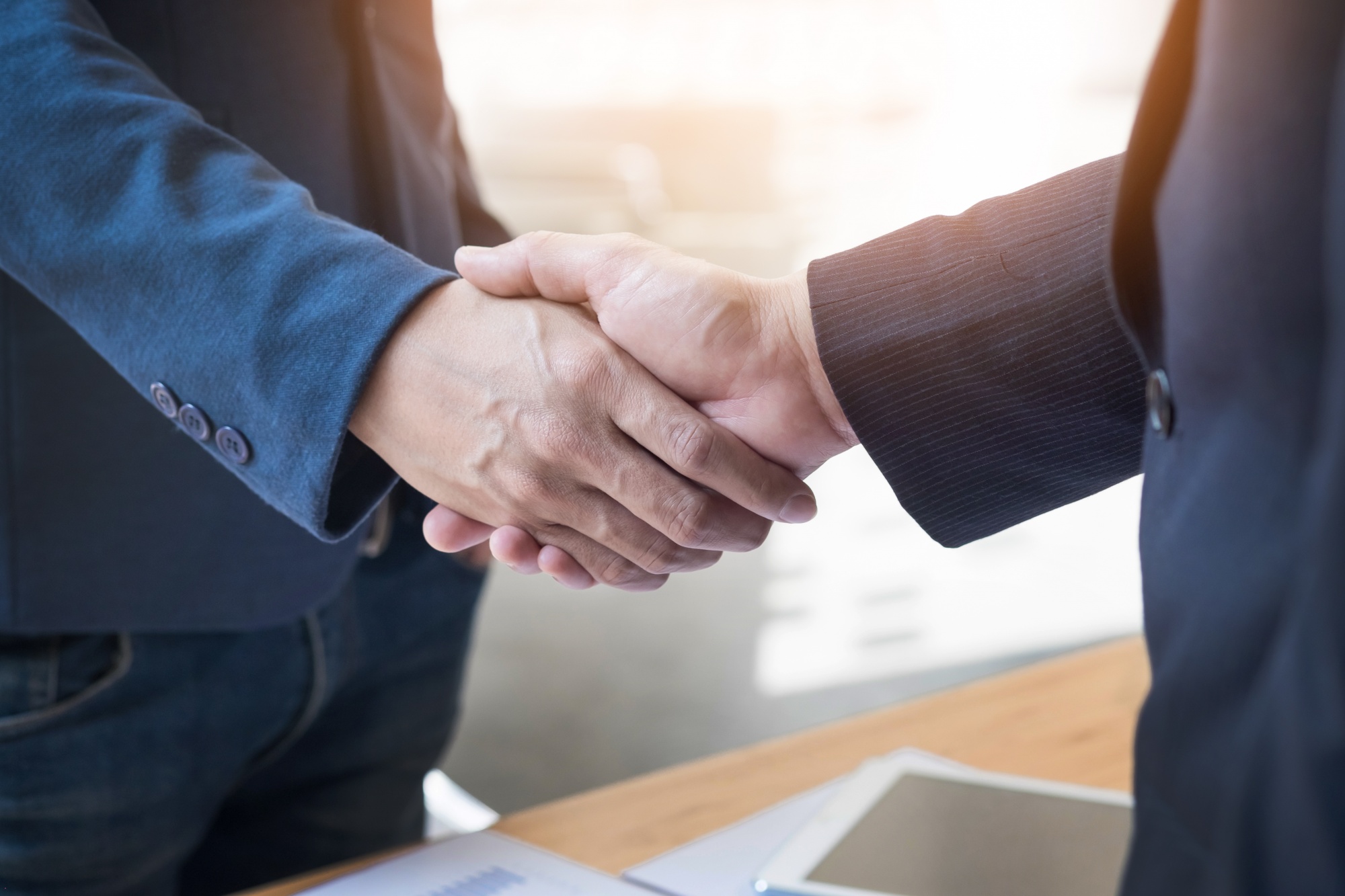 Hand shaking at meeting