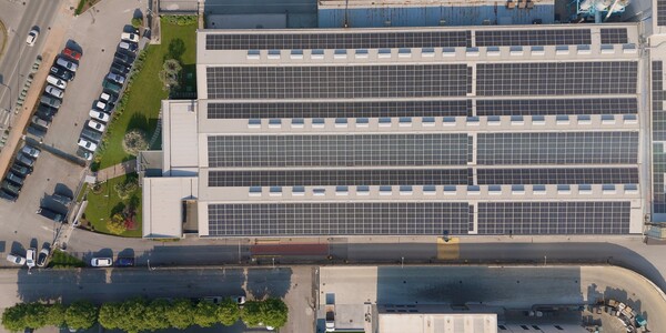 Solar panels installed on the roof of RuB Italian HQ 