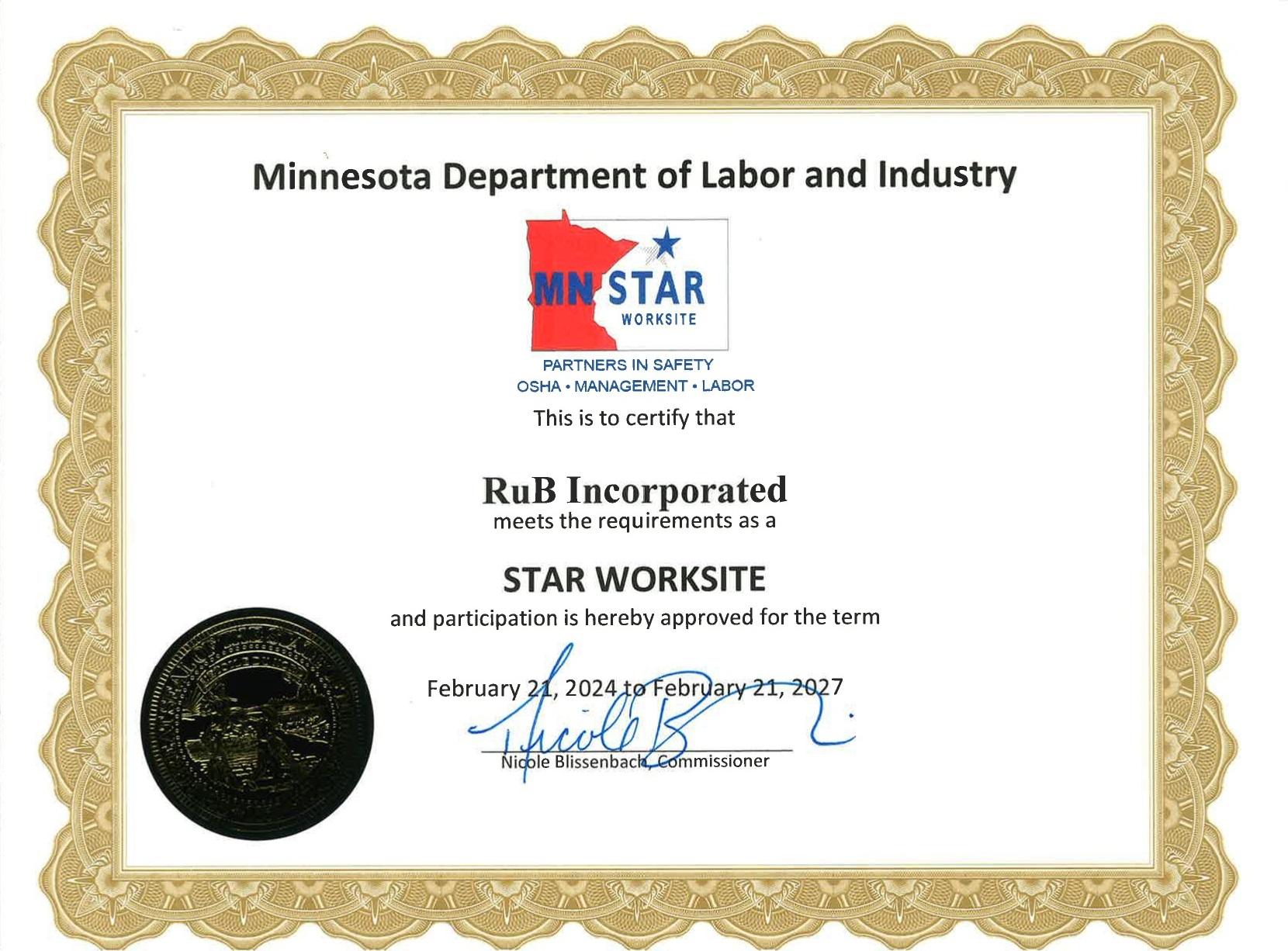 MNSTAR CERTIFICATION RUBINC MNSTAR CERTIFICATION RUBINC